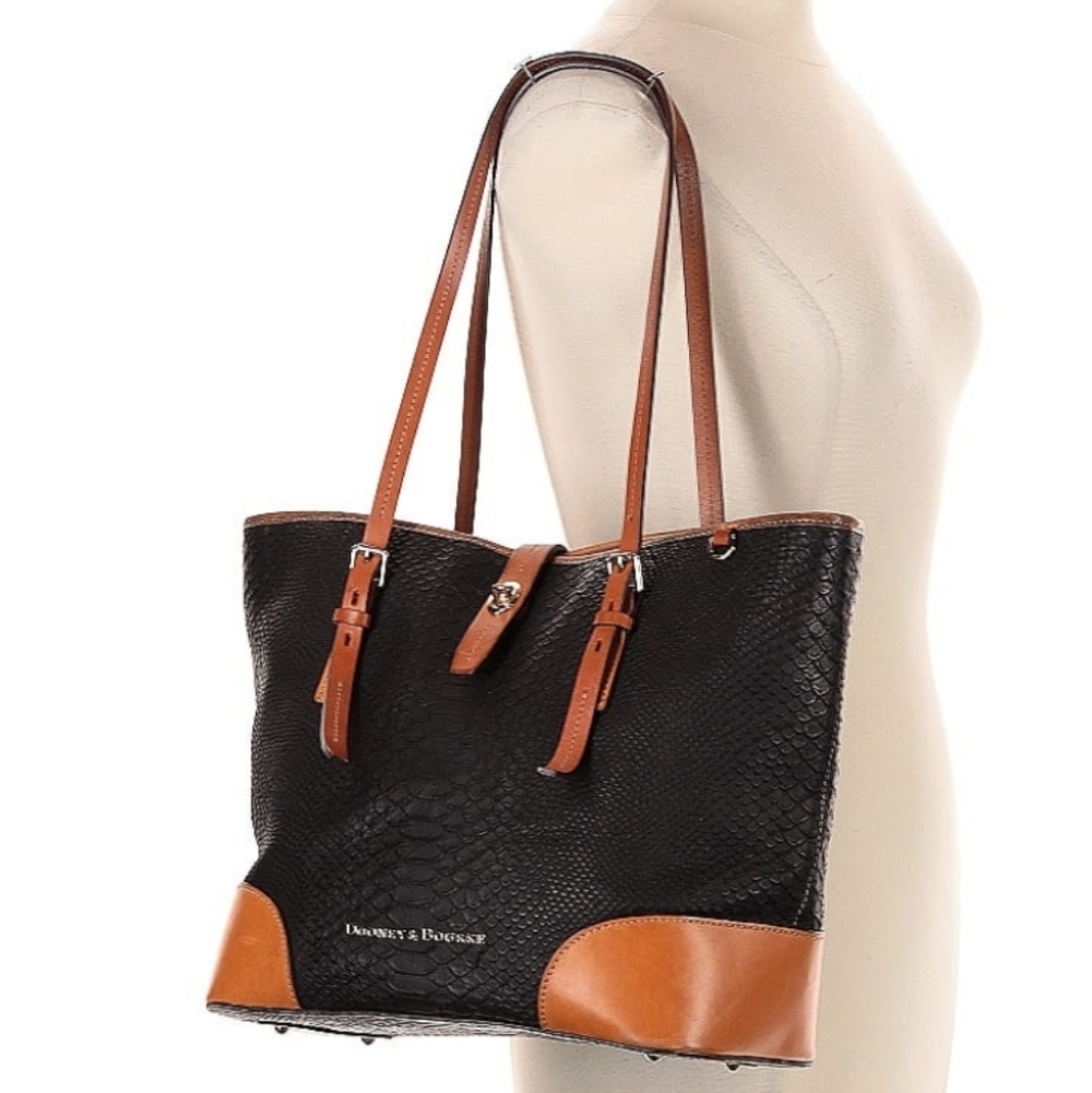 Dooney & Bourke Black and Brown Python Leather To… - image 2